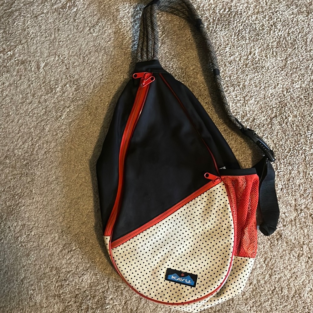 Kavu Rope Paxton Black & Red Polka Dots Backpack Sling